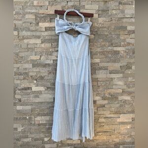 Light Blue Halter Neck Maxi Dress Small 4